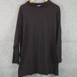 Ulla Popken Turtleneck Top Black Heart Print 24/26 NEW